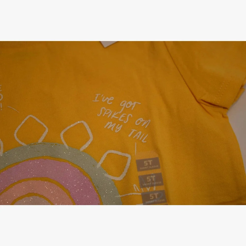 NWT OshKosh B'ghosh Girl's Cotton Tee Size 5T in Yellow‎ w/ Rainbow Design
